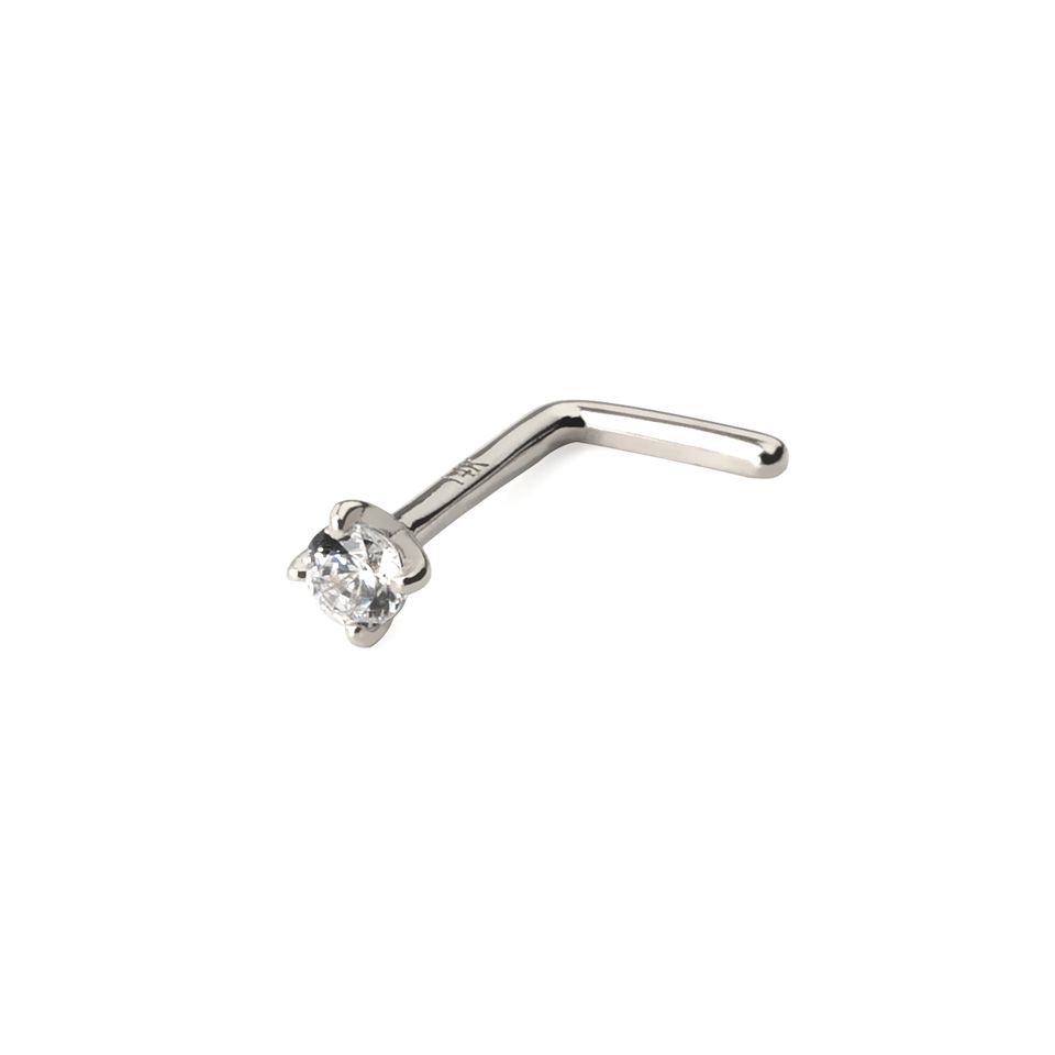 Nasenpiercing aus 14 Karat Gold mit rundem Stein