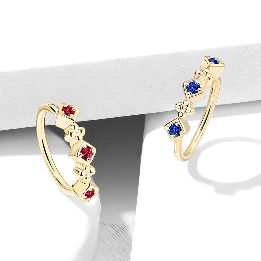 Nasenring mit Blumen und Quadraten