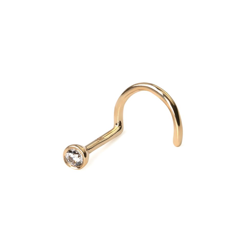Nasenschraube aus 14 Karat Gold mit eingefasstem Stein