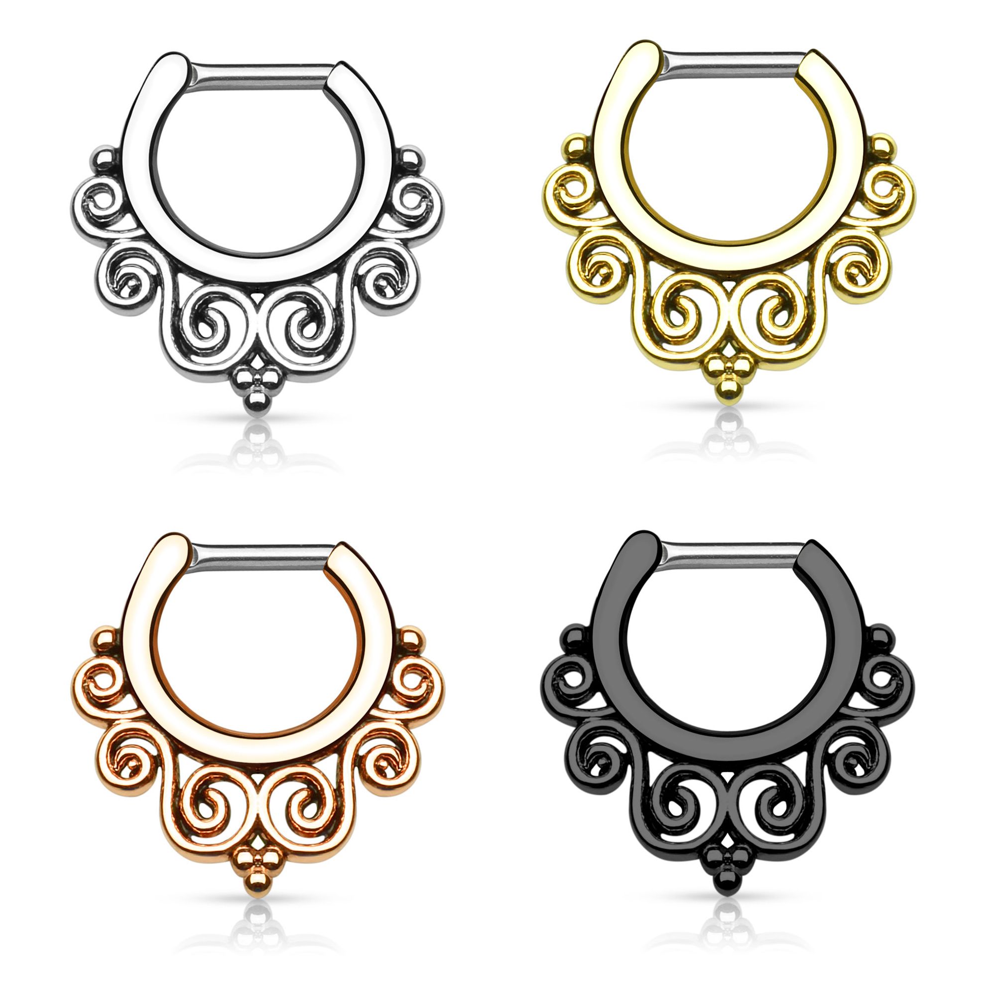 Septumpiercing mit verschnörkelten Design