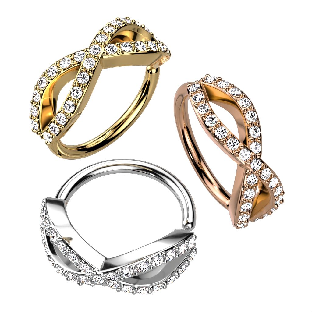Ring mit Unendlichkeitszeichen und Steinen in zwei Reihen