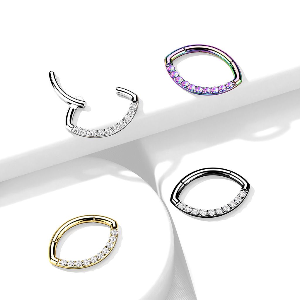 Ovaler Scharnierring mit Steinreihe