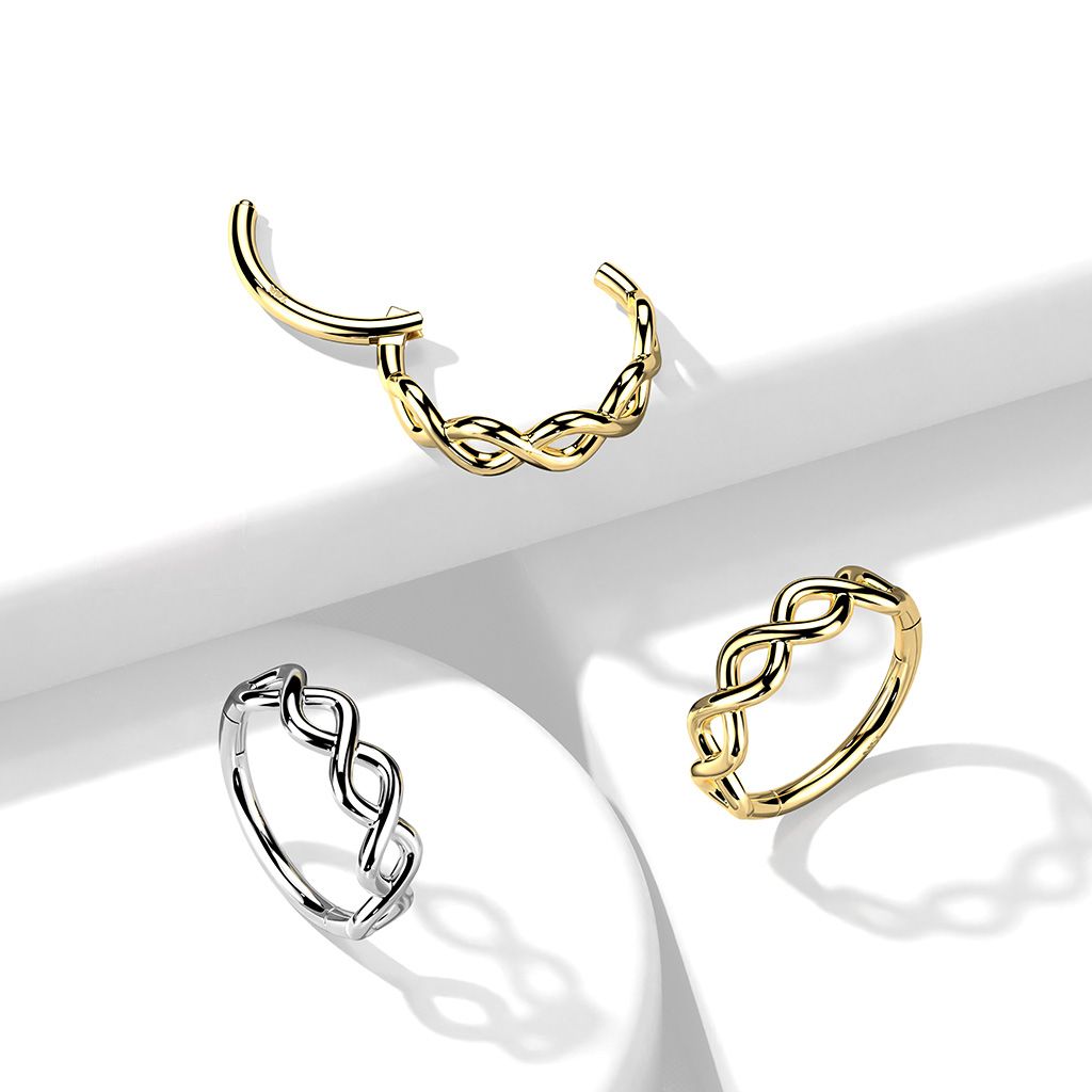Ring aus 14 Karat Gold mit Scharnier und Infinity Twist