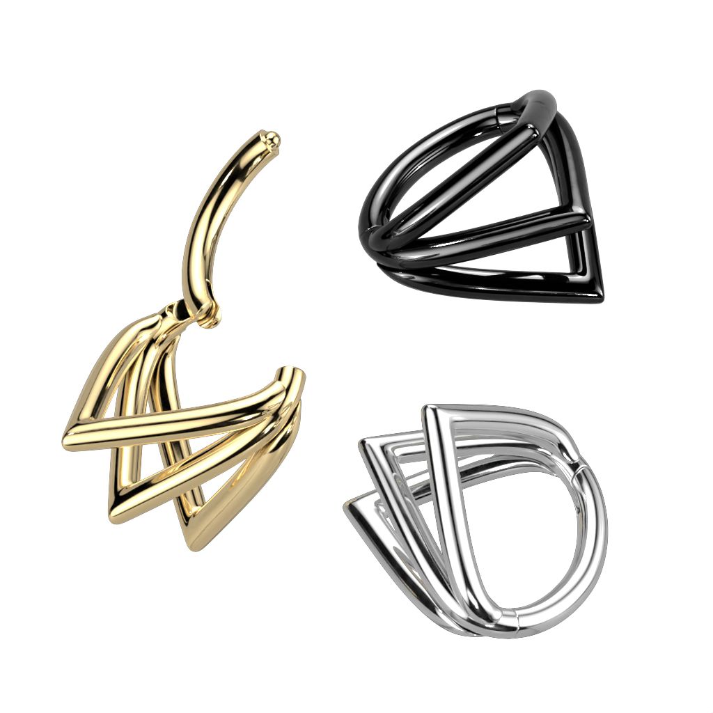 Scharnierring aus Titan mit drei Ringen im Chevron-Design