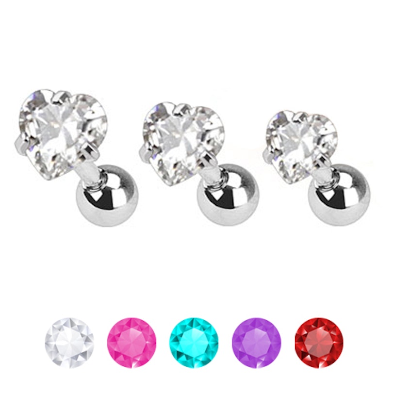 Set aus Ohrpiercings mit einem Herzstein Piercing - Deutschland