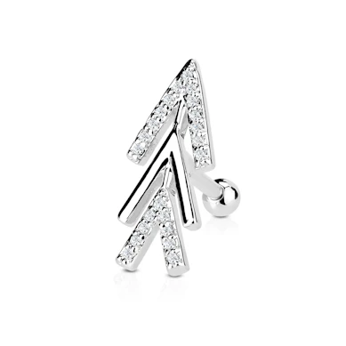 Ohrpiercing mit abstraktem Pfeil und Steinen