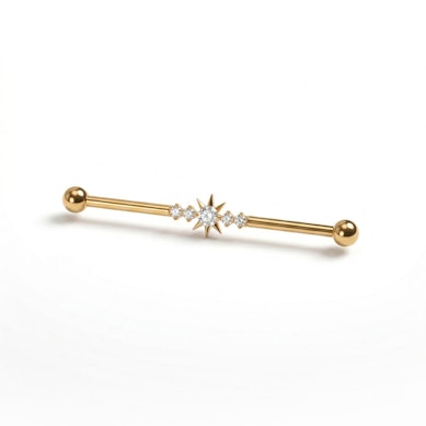 Titan-Industrialstab mit zentralem Stern und Schmucksteinen