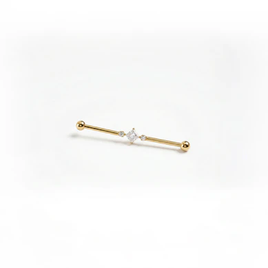 Titan-Industrialstab mit viereckigem Schmuckstein