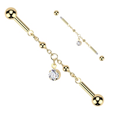 Industrialstab mit Kette und hängendem Schmuckstein