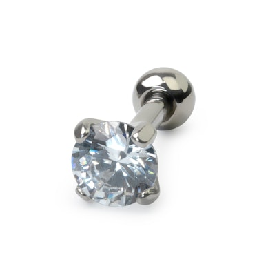 Ohrpiercing aus Titan mit rundem Stein