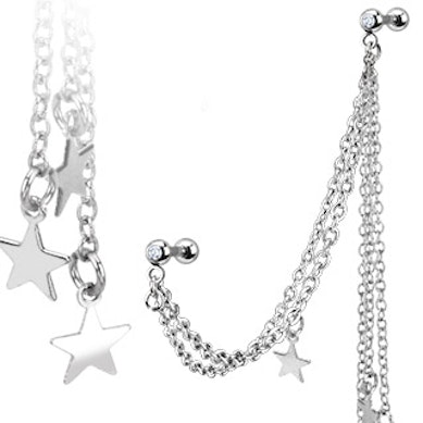 Tragus- oder Helixpiercing mit Sternen