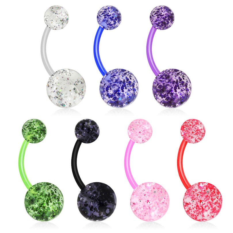 Bauchnabelpiercing aus Acryl mit Glitzerkugeln Körperpiercing - Deutschland