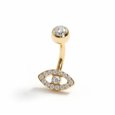 Titan-Bauchnabelring mit bösem Blick