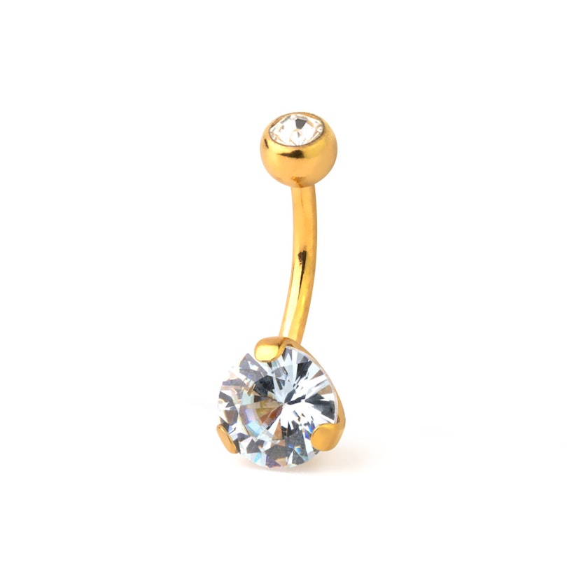 Vergoldetes Bauchnabelpiercing mit einem großen Stein Körperschmuck - Deutschland
