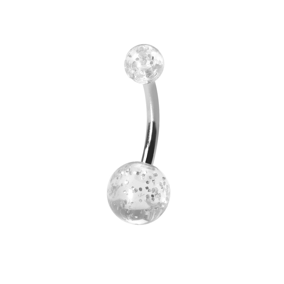 Bauchnabelpiercing aus Titan mit Glitzerkugeln
