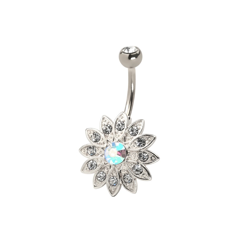 Bauchnabelpiercing mit einer großen Blume Piercingschmuck - Deutschland