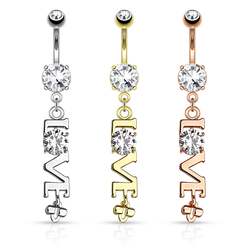 Bauchnabelpiercing mit LOVE-Anhänger und Steinen Piercings - Deutschland