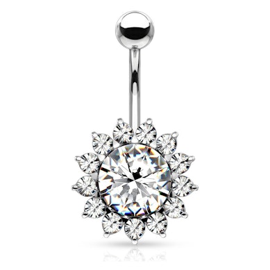 Bauchnabelpiercing mit Sonnenblume