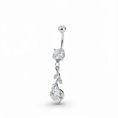 Bauchnabelpiercing mit verzweigten Anhänger und Steinen