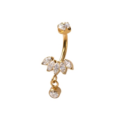 Titan-Bauchnabelring mit Marquise-Steinen und Anhänger