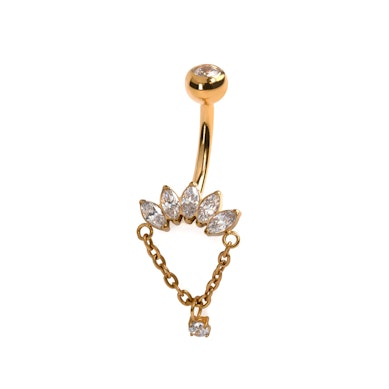 Titan-Bauchnabelring mit Marquise-Steinen und Kette