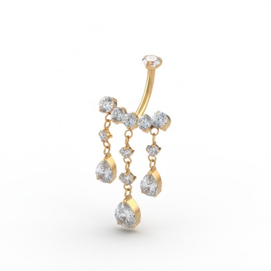 Titan-Bauchnabelring mit hängenden Schmucksteinen