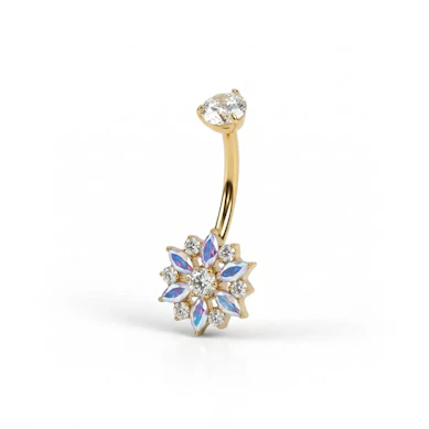 Titan-Bauchnabelpiercing mit Blume