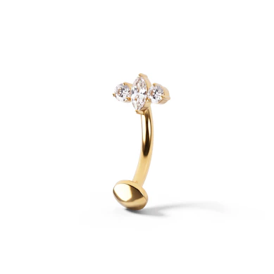 Umgekehrter Bauchnabelring mit zentralem Marquise-Stein