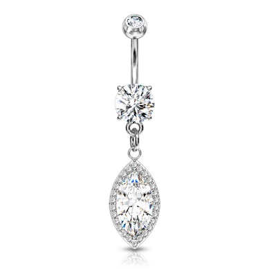Bauchnabelpiercing mit Marquise förmigen Stein als Anhänger
