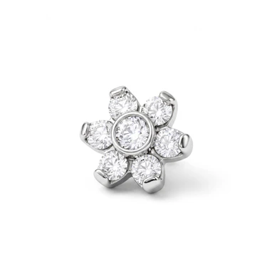 Dermal Anchor mit einer Blume geformt aus Steinen