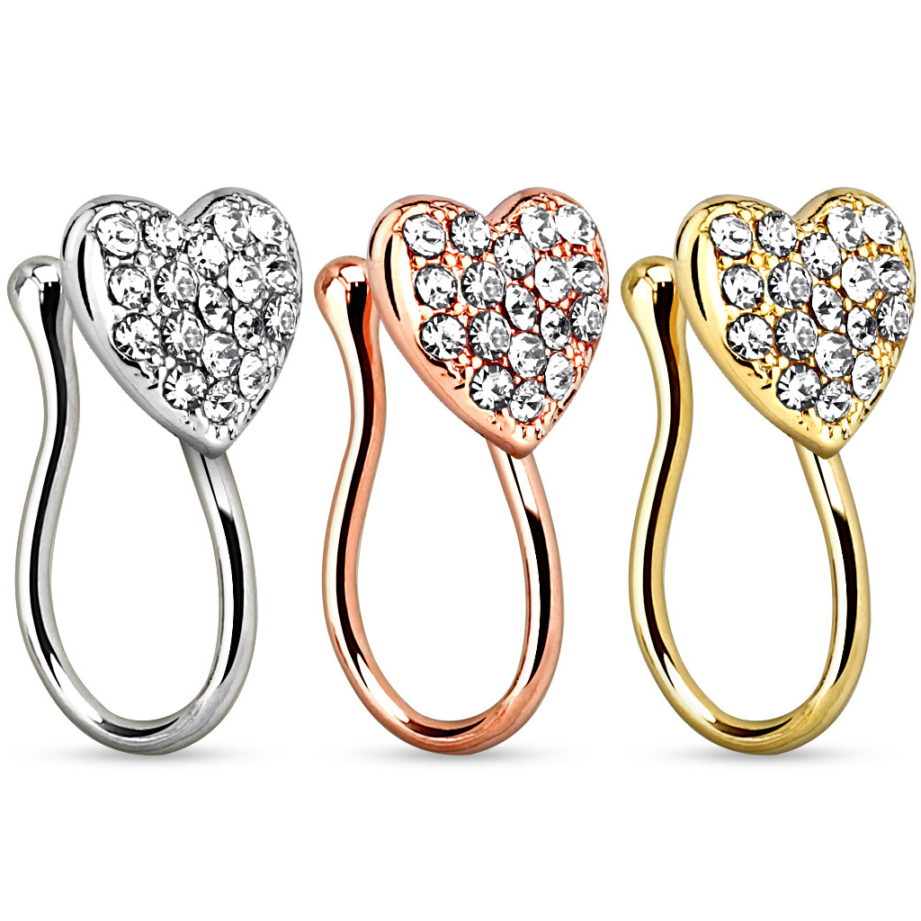 Fake Nasenpiercing mit einem Herz aus Steinen Körperpiercing - Deutschland