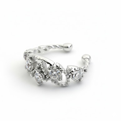 Hübscher Earcuff mit Steinen und Perlen-silber