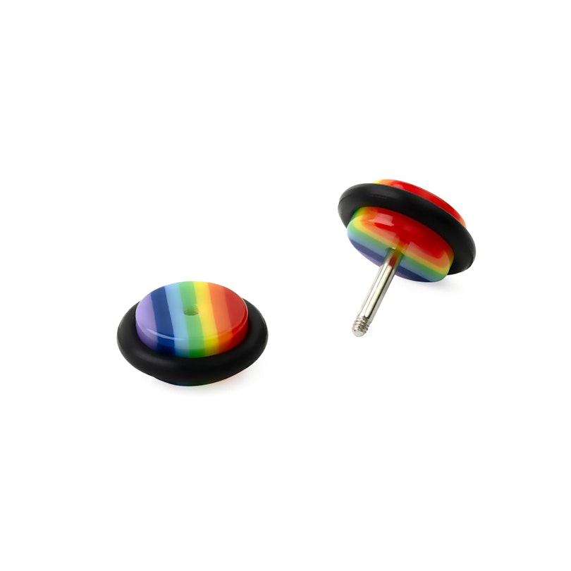 Regenbogenfarbener Fake Plug Piercings - Deutschland