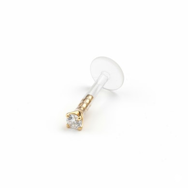 Labret aus 14 Karat Gold mit rundem Stein und PTFE Stab