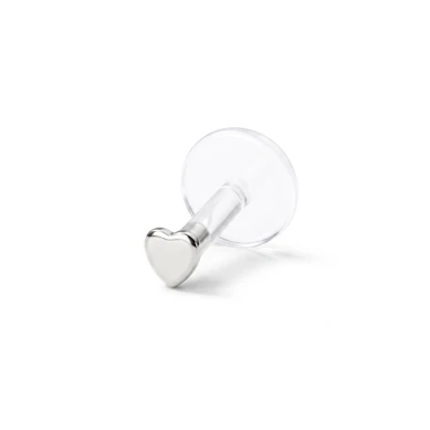 Labret aus 14kt. Gold mit Herzspitze-14K Weißgold / PTFE