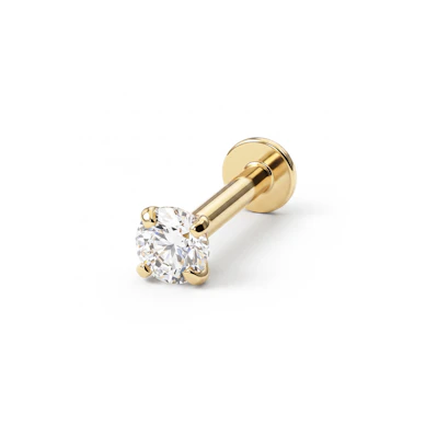 Labret aus 14 Karat Gold mit Innengewinde und einem Stein