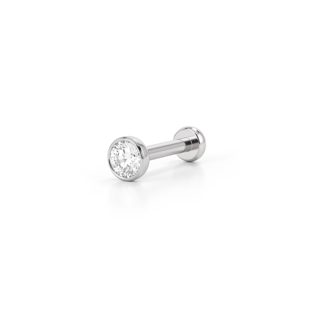 Push-in Labret aus Titan mit eingefasstem Stein