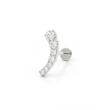 Push-in Labret aus Titan mit gebogenem steinbesetztem Aufsatz