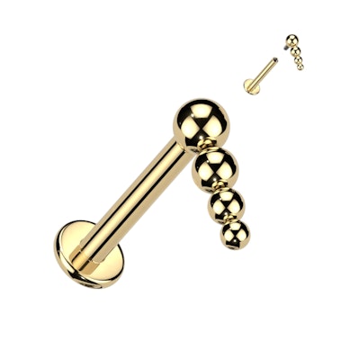 Titan-Labret mit Innengewinde und kaskadierenden Perlen