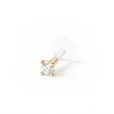 14kt. Gold Labret mit einem Stein im Bioplast Stab