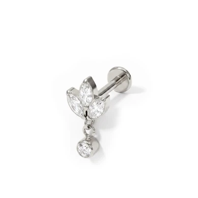 Titanlabret in Form einer Lotusblüte und einem Steinanhänger