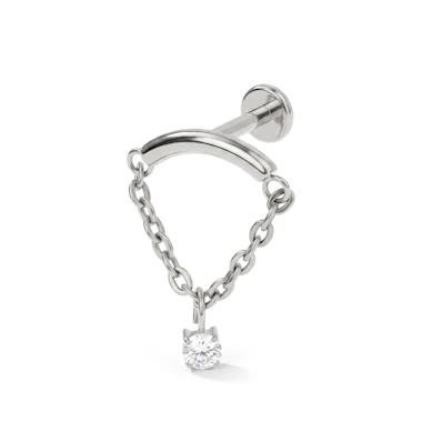 Gebogenes Labret mit Kette und Steinanhänger