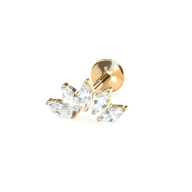 Gebogenes Titan-Labret mit 5 Steinen