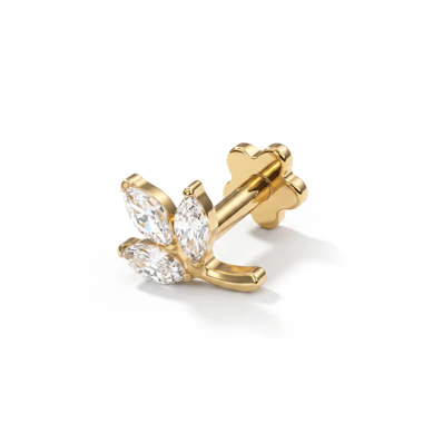 Blatt Labret mit Blumenrückseite aus Titan
