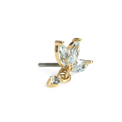 14K Gold Lotosblume Push-in Aufsatz mit Anhänger