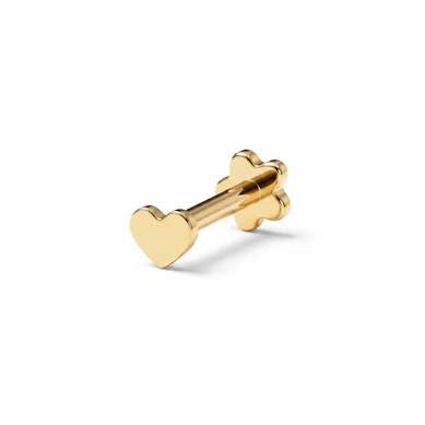 Doppelseitiges Titan-Labret mit Blume und Herz