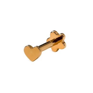 Doppelseitiges Titan-Labret mit Blume und Herz