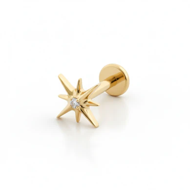 Stern Titan-Labret mit Schmuckstein in der Mitte