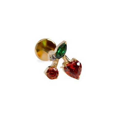 Kirsche-Labret mit bunten Schmucksteinen