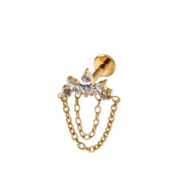 Titan-Labret mit Schmucksteinen und Ketten